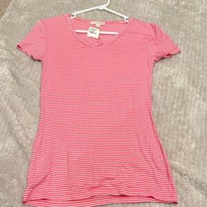 Pink Striped Crew Short Sleeve size small ZENANA Outfitters